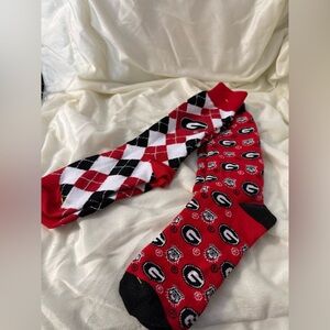 2 Pairs Men's NCAA Georgia Bulldogs Socks Size 9-12